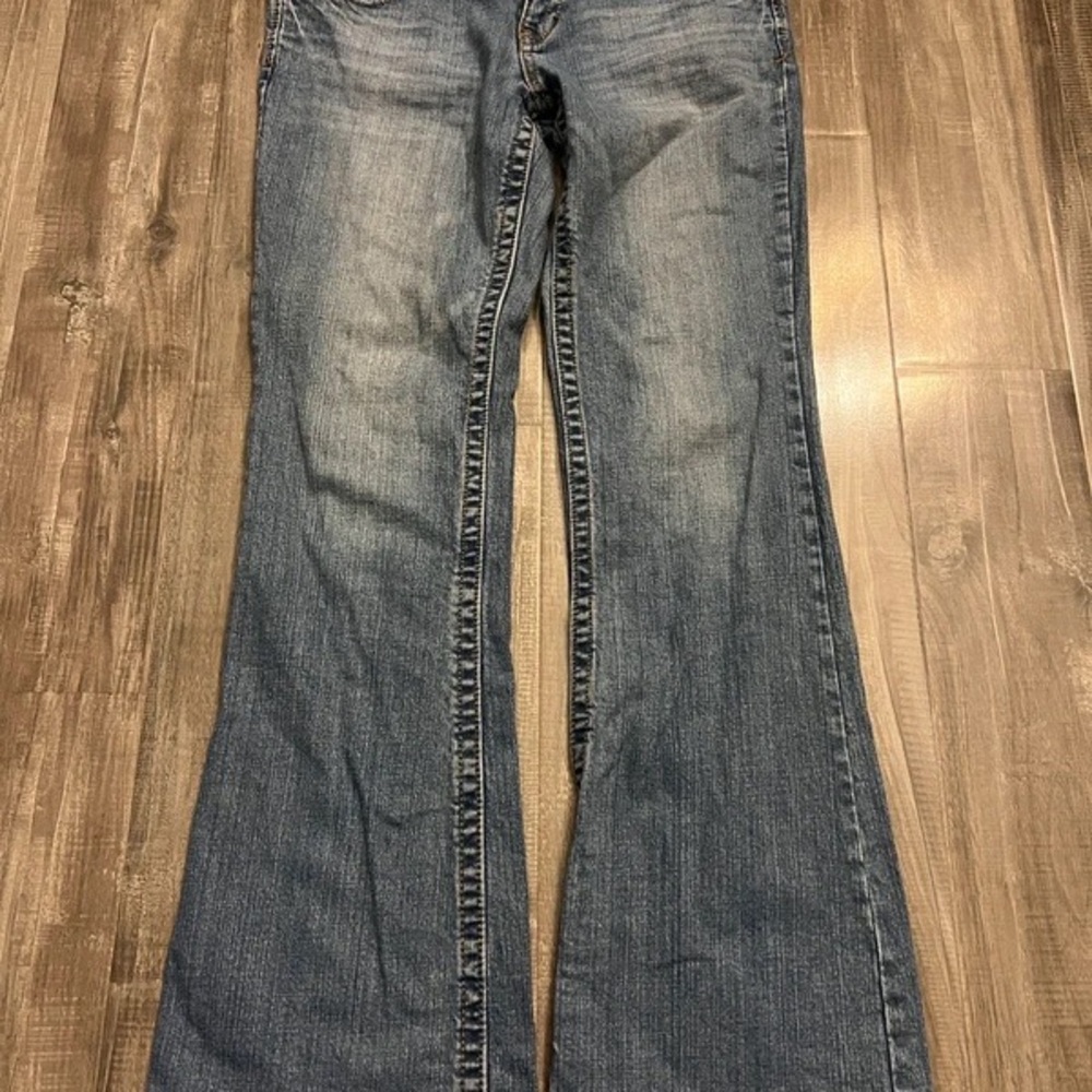 Women's Blue Flared Jeans - Picture 1 of 5